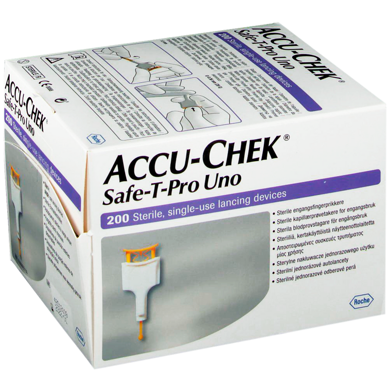 Lancetas Accu-Chek Safe T Pro Uno 200 piezas